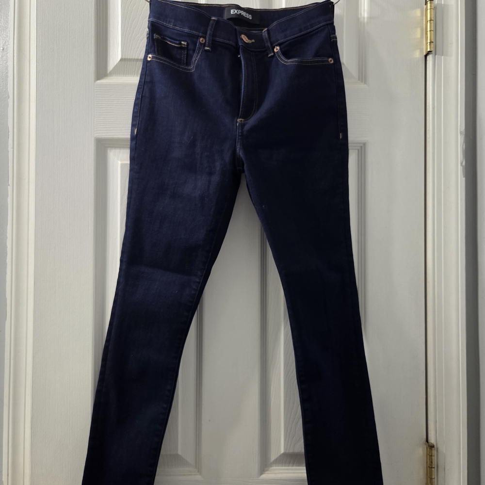 Express High Rise Dark Blue Jeans - Picture 2 of 5
